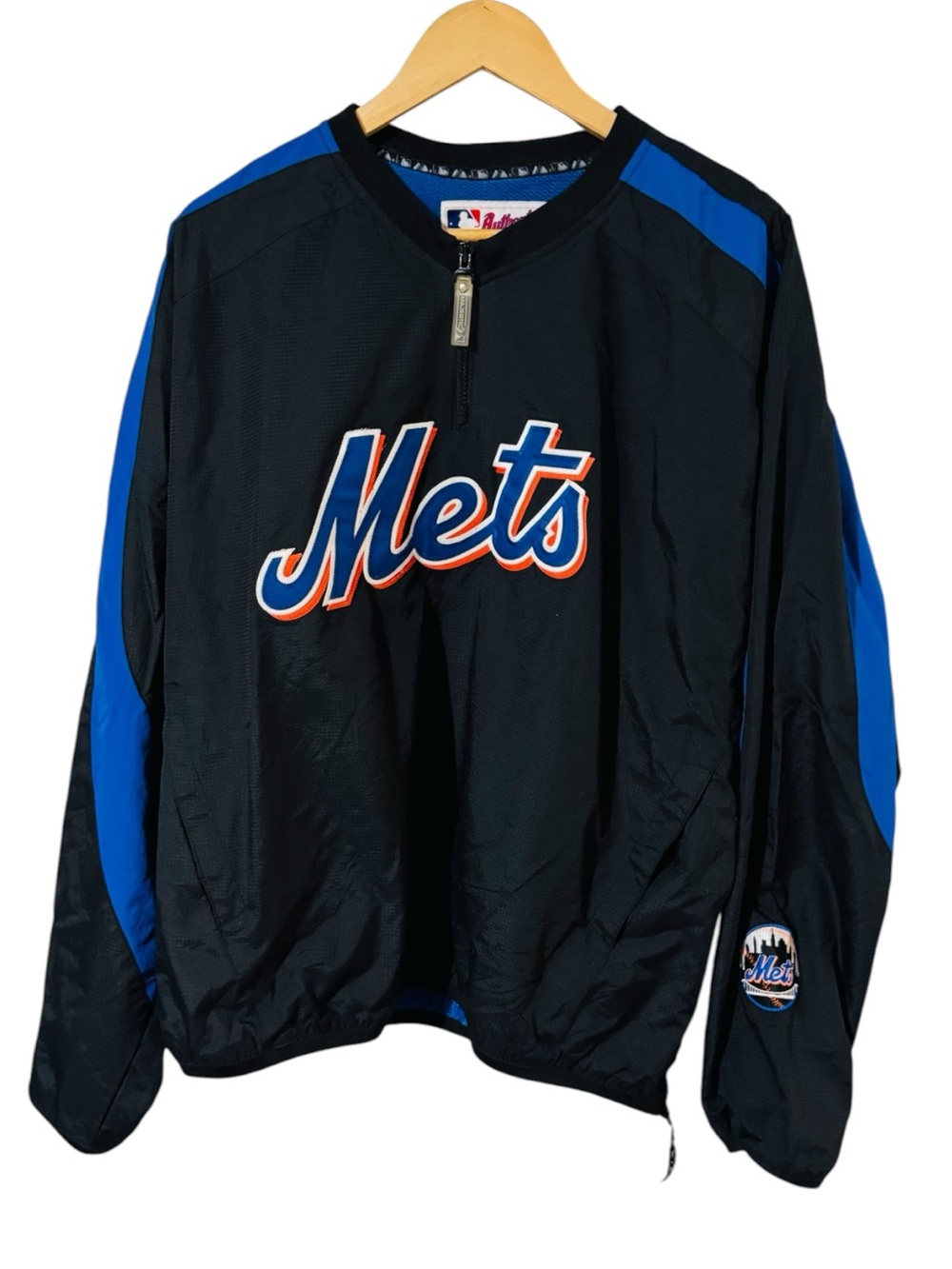 NEW YORK METS Baseball Jacket Windbreaker Dugout Majestic MLB Collection Mens